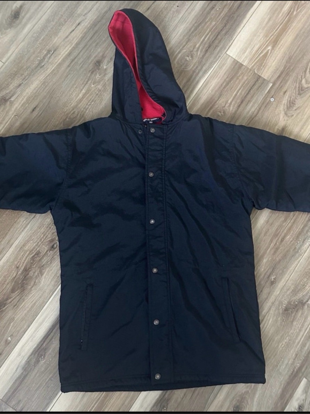 Polo by Ralph Lauren Black Hooded Puffer with Red Lining